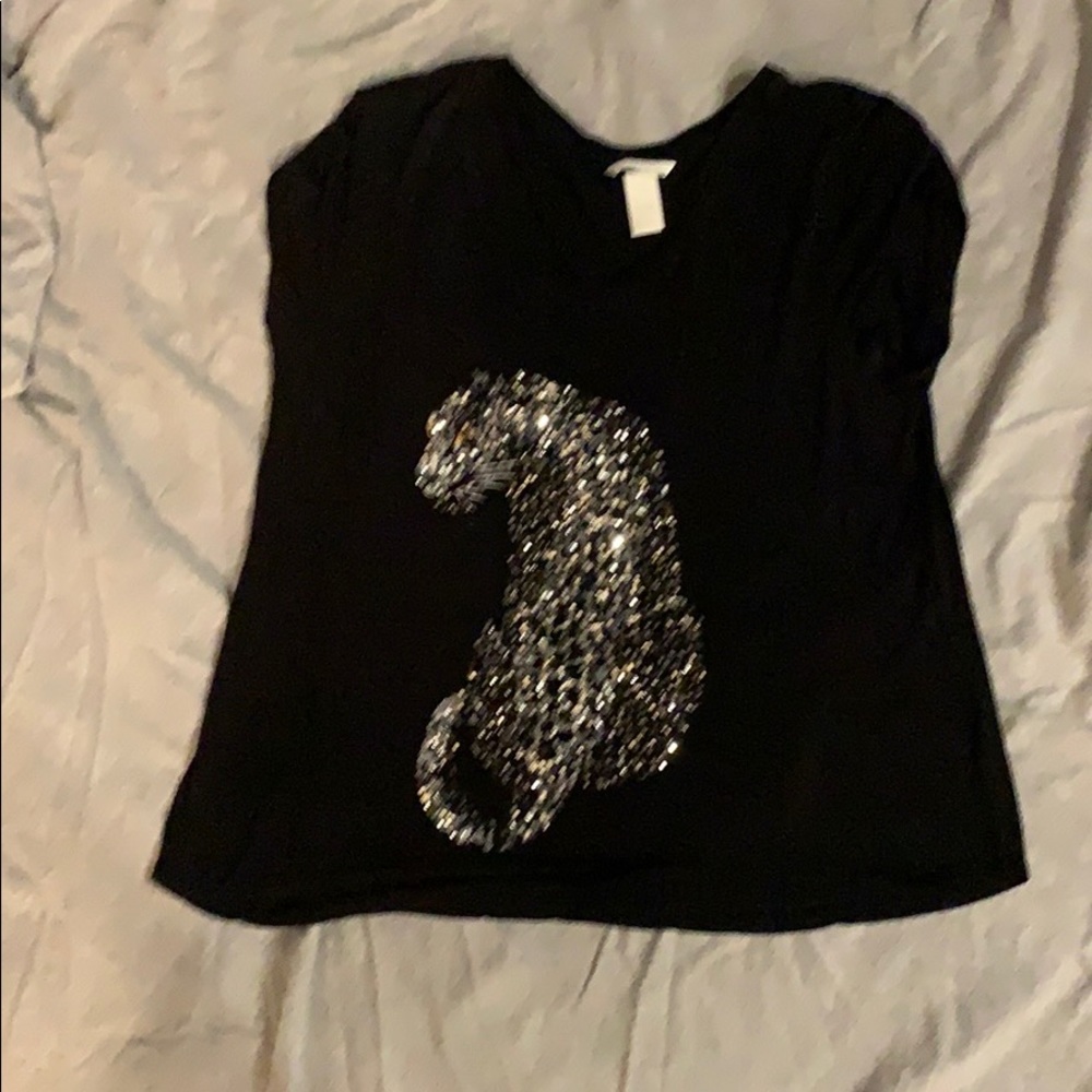 Sequin panther shirt